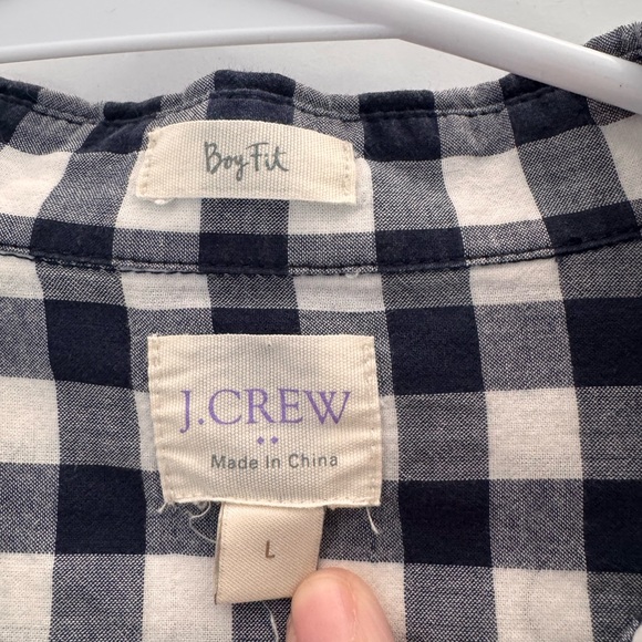 J Crew | navy plaid button done - Picture 2 of 2